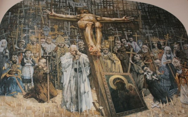 Från Golgata Jasna Gora. Från en serie målningar för korsvägens 14 stationer av Jerzy Duda Gracz.  Finns i Jasna-Gora klostret i Czestochowa